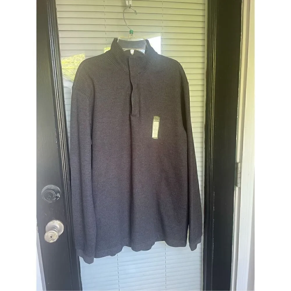 NWT Hagger Long  Sleeve 1/4 zip Pull over Shirt Brown/ Black Size S